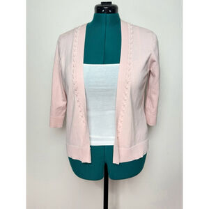 FLAW Pendleton Women Pink Open Front Cardigan Silk Blend Coquette Ballerinacore